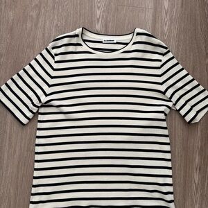 Jil Sander Black and White Striped Tee